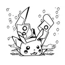 pikachu looking up sad, with tears streaming down tattoo design idea