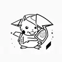 pikachu looking up sad, with tears streaming down tattoo design idea