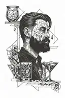 bartender,  dead morher,  lost iends,  sadness tattoo design idea