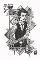 bartender,  dead morher,  lost iends,  sadness tattoo design idea