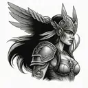 valkyrie warrior woman tattoo design idea
