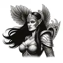 valkyrie warrior woman tattoo design idea