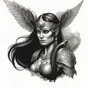 valkyrie warrior woman tattoo design idea