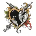 fishing hooks in heart shape. date 2 November   tattoo design idea