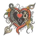 fishing hooks in heart shape. date 2 November   tattoo design idea