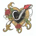 fishing hooks in heart shape. date 2 November   tattoo design idea