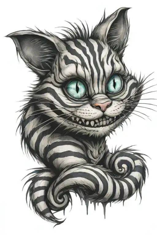 cheshire cat tim burton style tattoo design idea