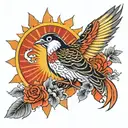 sun and  bird tattoo design idea