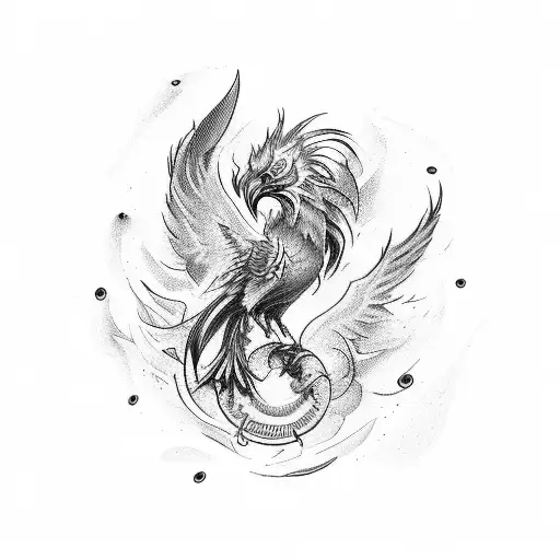 /imagine a tattoo of jack of all trades and a phoenix combined tattoo design idea