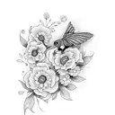 flores y colibrí  tattoo design idea
