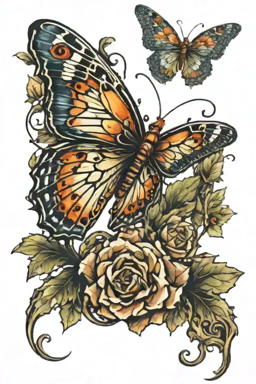 3D butterfly with vines on hand tattoo tattoo design idea