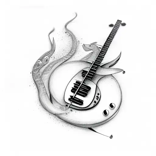bass guitar tree tattoo design idea