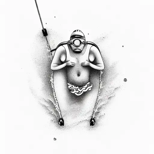 open water swimmer thin trouble tattoo design idea