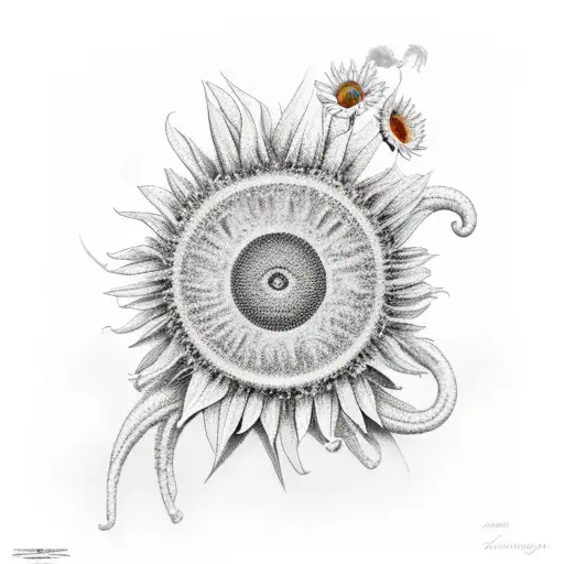 Ankh with sunflowers tattoo design idea