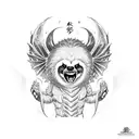 a fierce standing sloth with dragon wings in a Brazilian Jiu-Jitsu gi with a black belt tattoo design idea