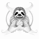 a sloth with dragon wings in a Brazilian Jiu-Jitsu gi with a black belt tattoo design idea