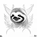 a sloth with dragon wings in a Brazilian Jiu-Jitsu gi with a black belt tattoo design idea