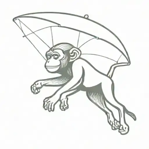 monkey and a parachute hanging tattoo design idea