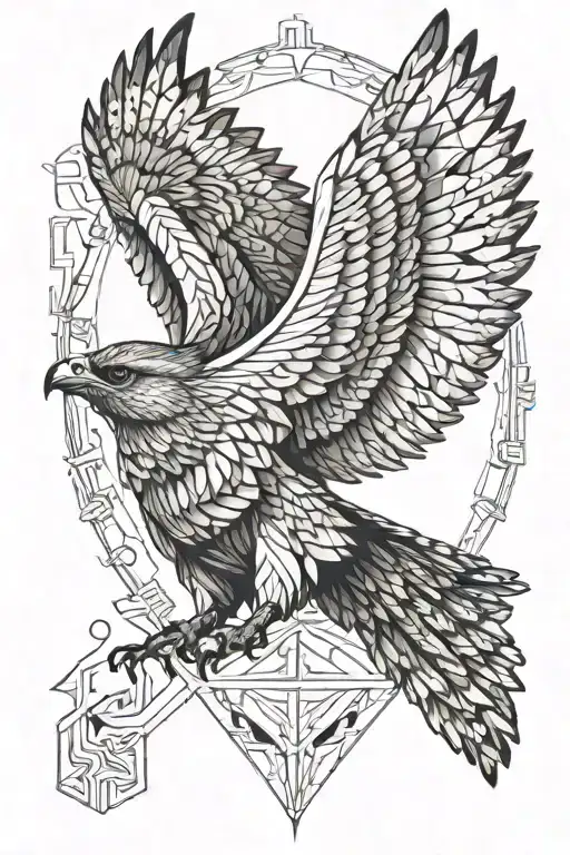 flying falcon spreading wings tattoo design idea