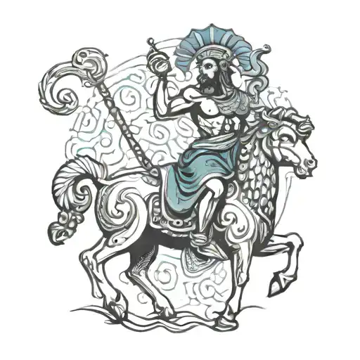 aquarius water bearer riding Aries ram standing tattoo design idea