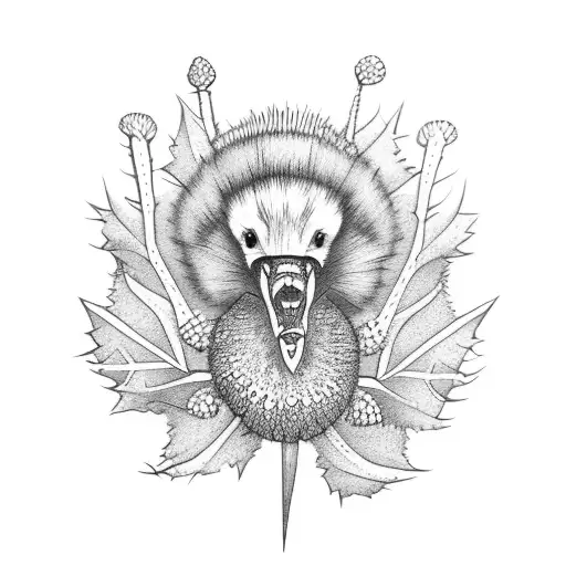 scottish thistle as a person riding a bike tattoo design idea