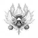 scottish thistle as a person riding a bike tattoo design idea