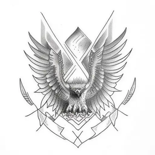 Nordic theme tatto with a hawk in black ink tattoo design idea