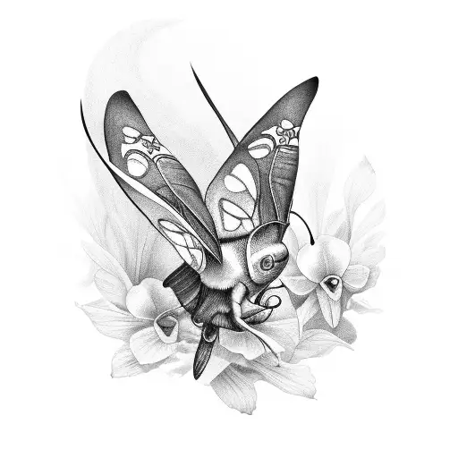 borboleta e orquideas tattoo design idea