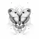 borboleta e orquideas tattoo design idea