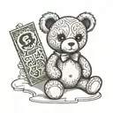 a teddy bear holding a text 'ساکشی'   tattoo design idea