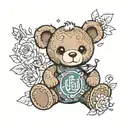 a teddy bear holding a text 'ساکشی'   tattoo design idea