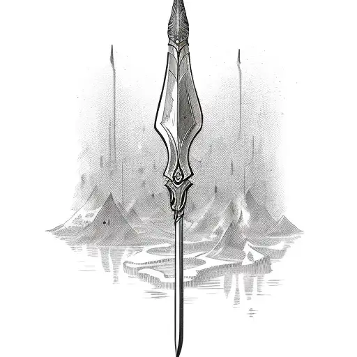 primal cartoon style spear tattoo design idea