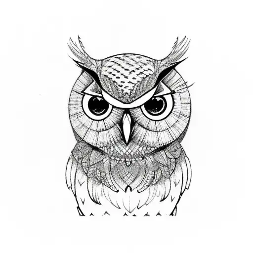 owl with seattle skyline tattoo design idea