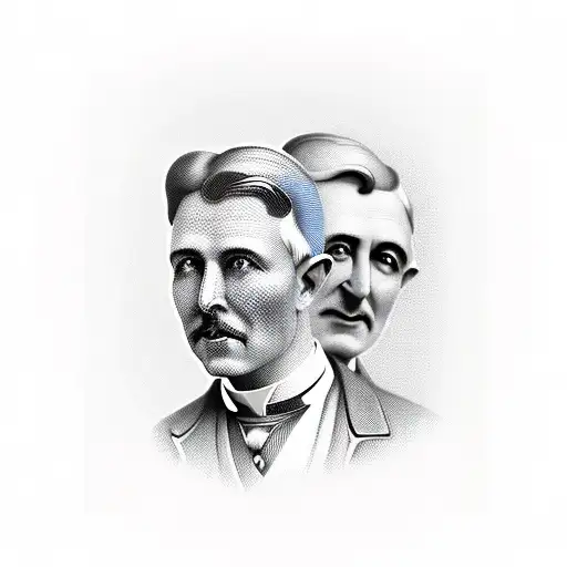 tesla with edison in contrast  tattoo design idea