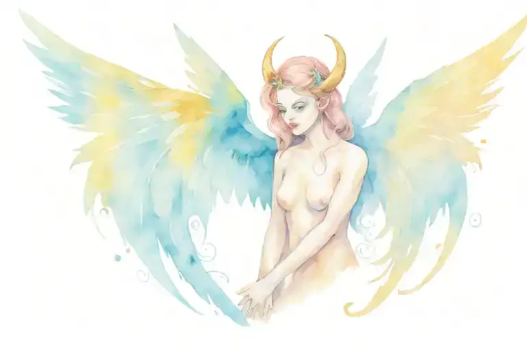 devil with angel wings tattoo design idea