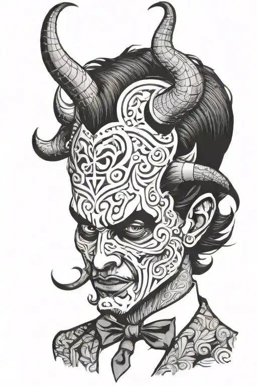 devil wears a suit tattoo design idea