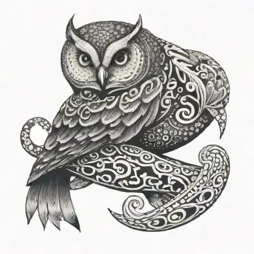 Australian indigenous Owl dolphin and Snake tattoo design idea