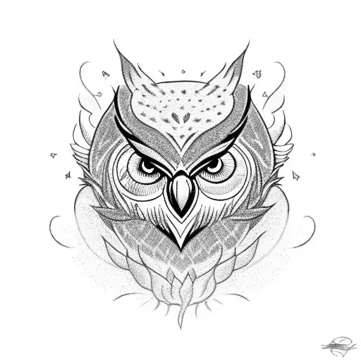 owlbear surround by fire tattoo design idea