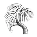 A combination of a palm tree, a wave, and a calisthenics pose to symbolize freedom and hard work tattoo design idea