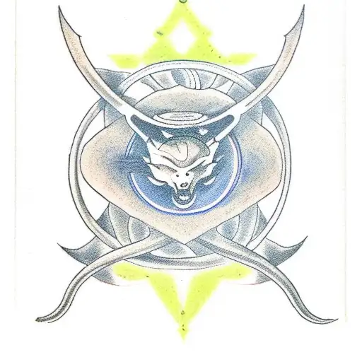 Tarot card with ouroboros expressing duality tattoo design idea