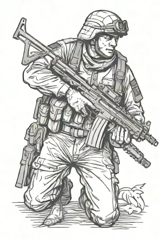 Russian National Guard soldier with an AK 47 assault rifle tattoo design idea