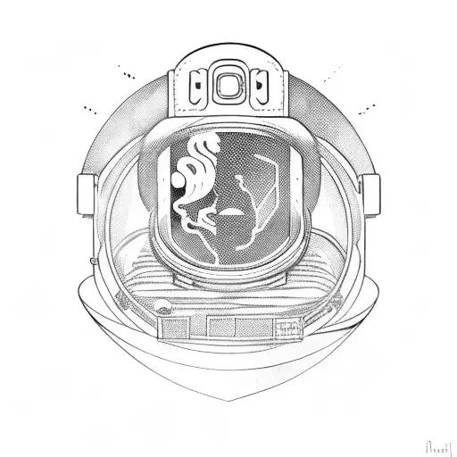 Astronaut floating in space with a lung-shaped helmet tattoo design idea