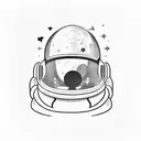 Astronaut floating in space with a lung-shaped helmet tattoo design idea