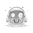 Astronaut floating in space with a lung-shaped helmet tattoo design idea
