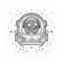 Astronaut floating in space with a lung-shaped helmet tattoo design idea