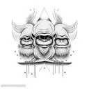 Three wise monkeys (See no evil, hear no evil, speak no evil) tattoo design idea
