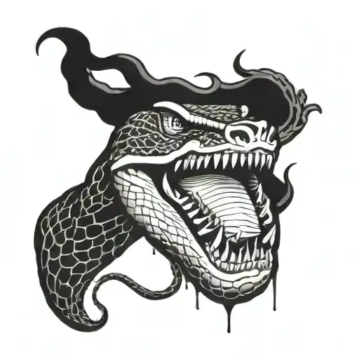 trust no one snake and mouth  tattoo design idea