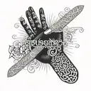 trust no one hand tattoo design idea