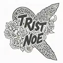 trust no one hand tattoo design idea