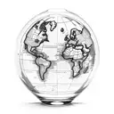 A cocktail glass with a world map inside it tattoo design idea